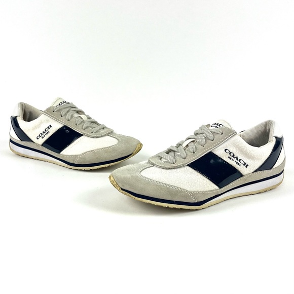 Coach Mae Navy & White Canvas Sneaker - Picture 3 of 9